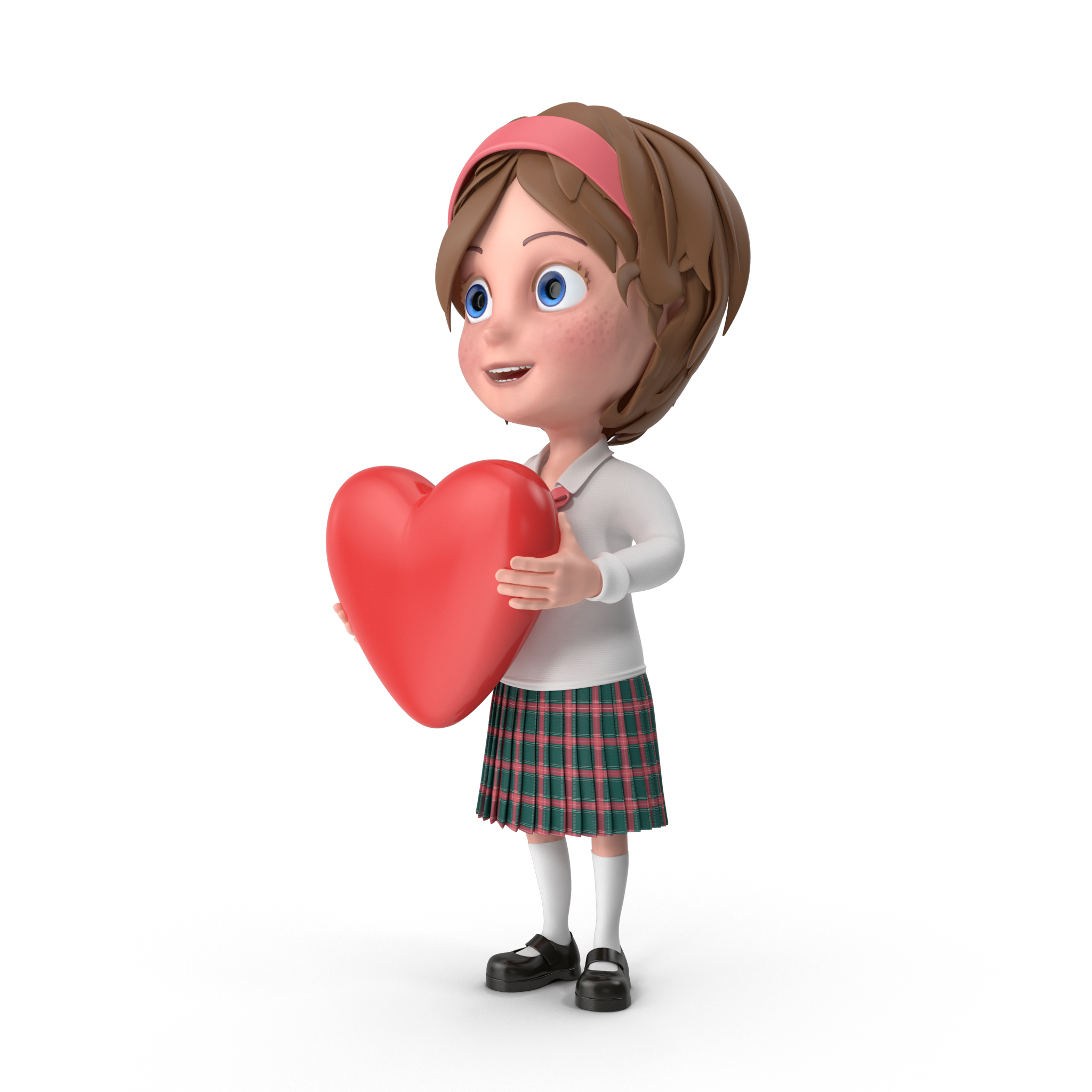 Cartoon Girl Holding Heart.I03.2k